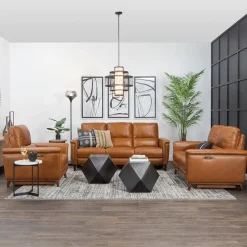 Remy Leather Power Reclining Sofa & Power Reclining Loveseat with Power Headrests