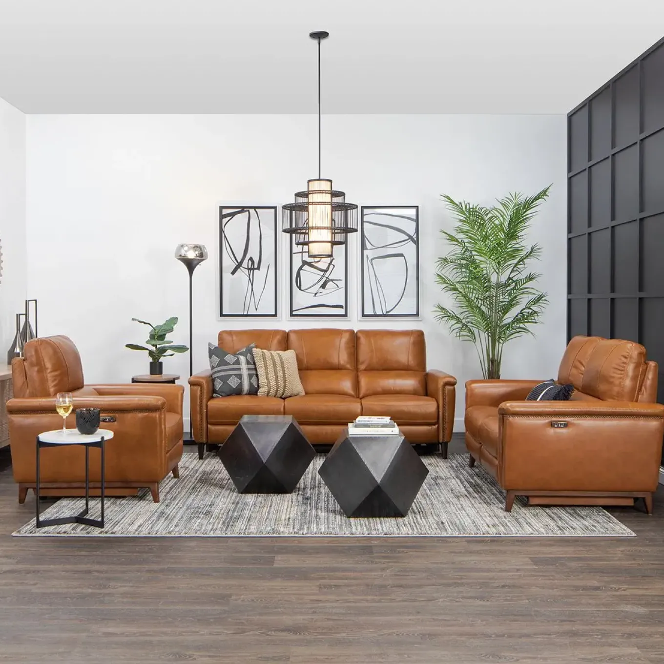 Remy Leather Power Reclining Sofa & Power Reclining Loveseat with Power Headrests