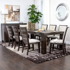 Riley 9pc Dining Set: Extendable Table, 2 Upholstered Chairs & 6 Slat Back Chairs