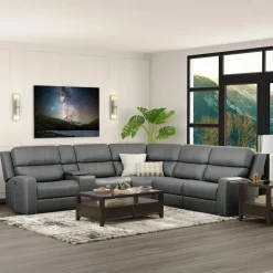 Riverdale 6pc Leather Sectional with Wireless Charging