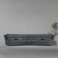 Riverdale 7pc Leather Sectional with Dual Consoles