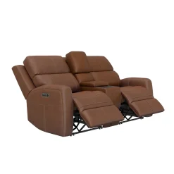 Riverdale Zero G Leather Power Loveseat with Console