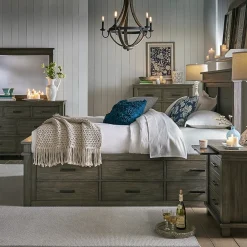Rivington Eastern King Captain's Bed, Dresser, Mirror & Nightstand