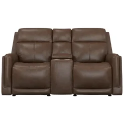 Royale Leather Power Glider Loveseat with Console
