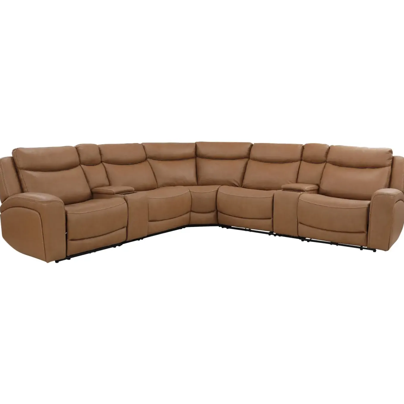 Ryder 7pc Power Leather Sectional with Heat & Massage