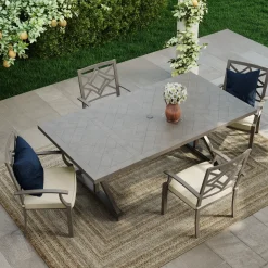 Saint Lucia 5pc Dining Set: Table & 4 Armchairs