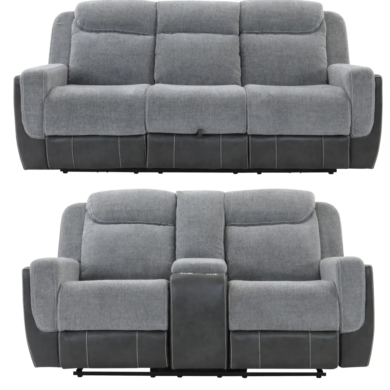 Scout Gray Reclining Living Room Set Power Reclining Sofa & Loveseat