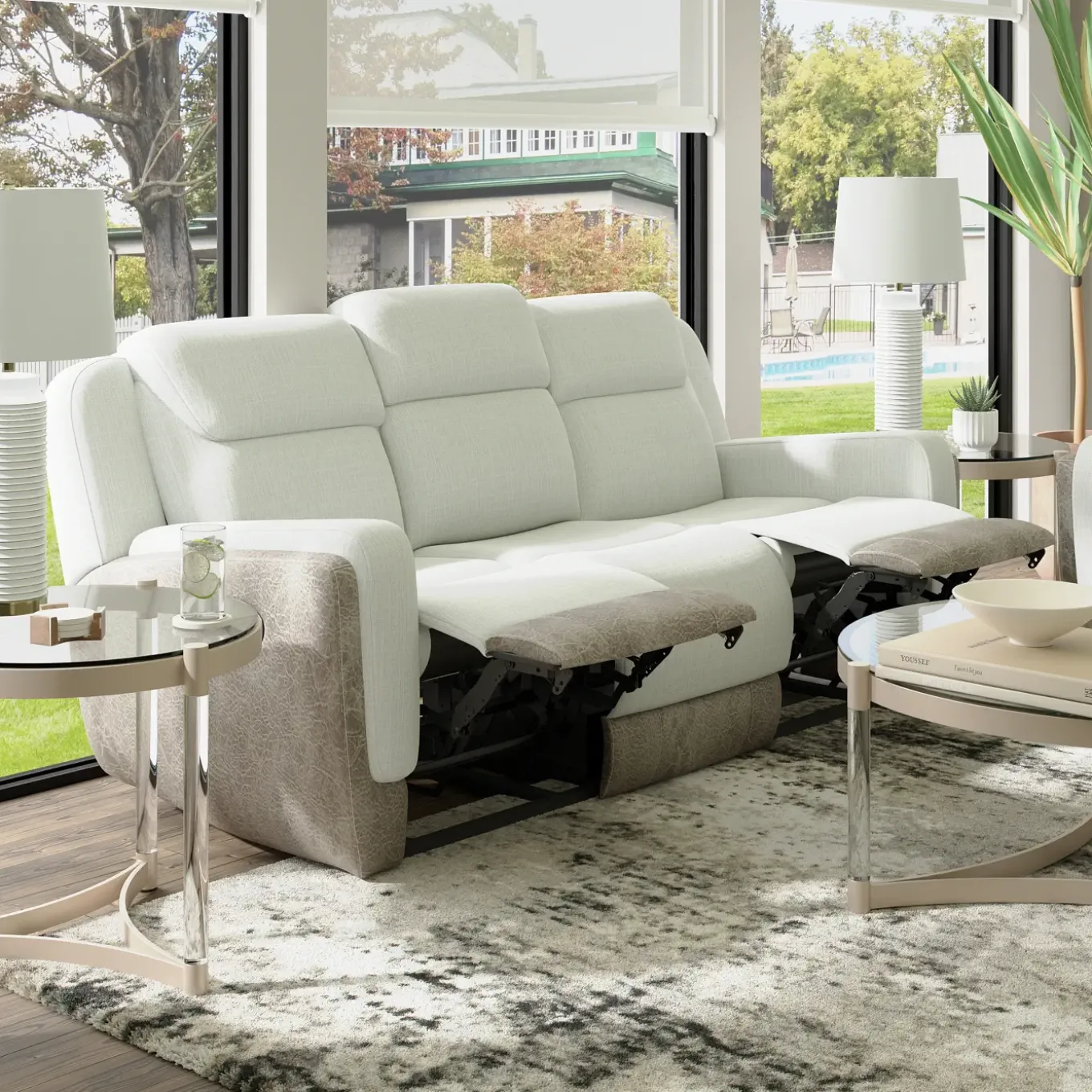 Scout Tan Reclining Living Room Set Power Reclining Sofa & Loveseat