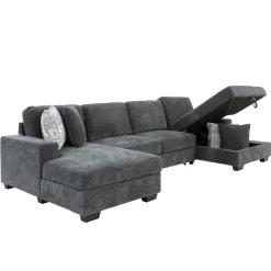 Slumber 3pc Double Storage Chaise Sleeper Sectional