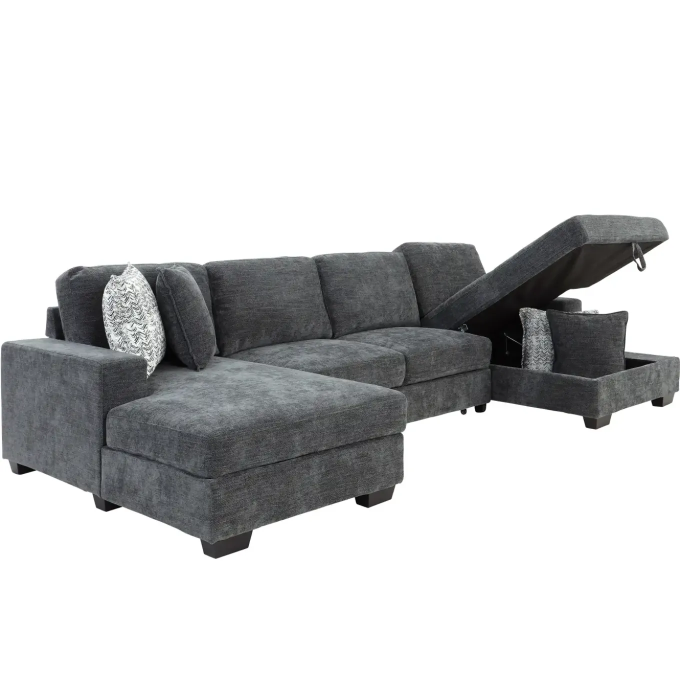 Slumber 3pc Double Storage Chaise Sleeper Sectional