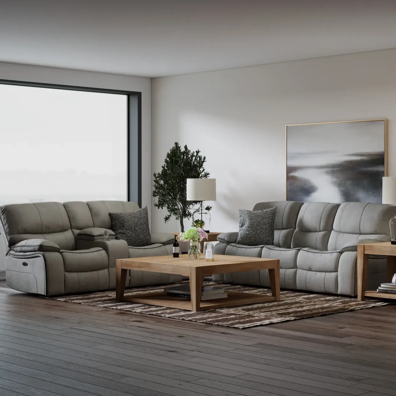 Trilogy Power Reclining Living Room Set-Gray