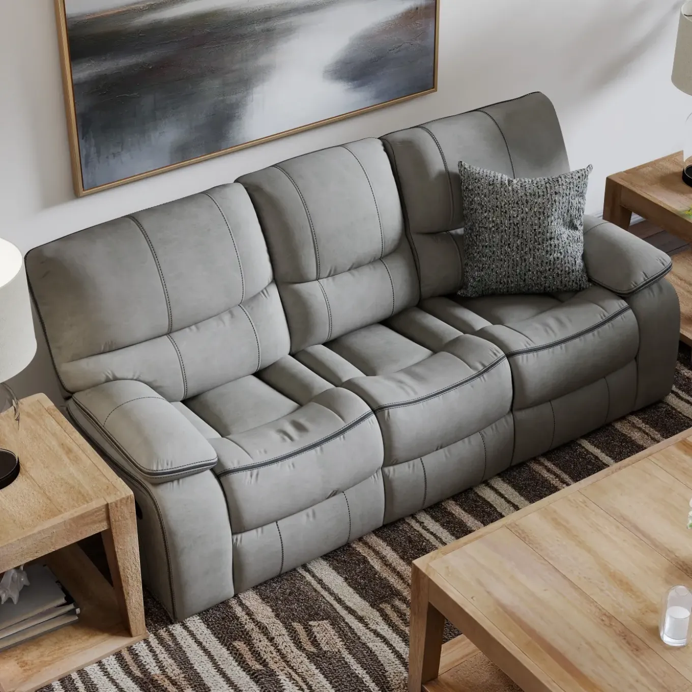 Trilogy Power Reclining Living Room Set-Gray