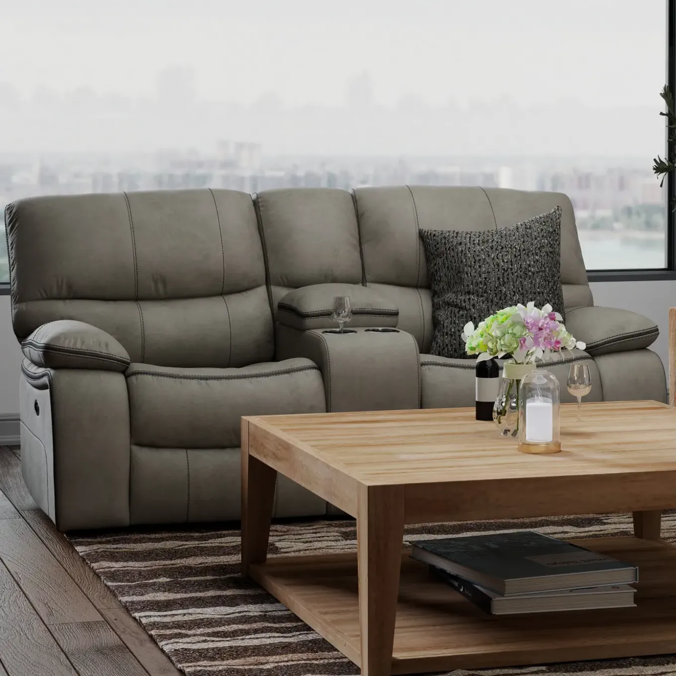 Trilogy Power Reclining Living Room Set-Gray
