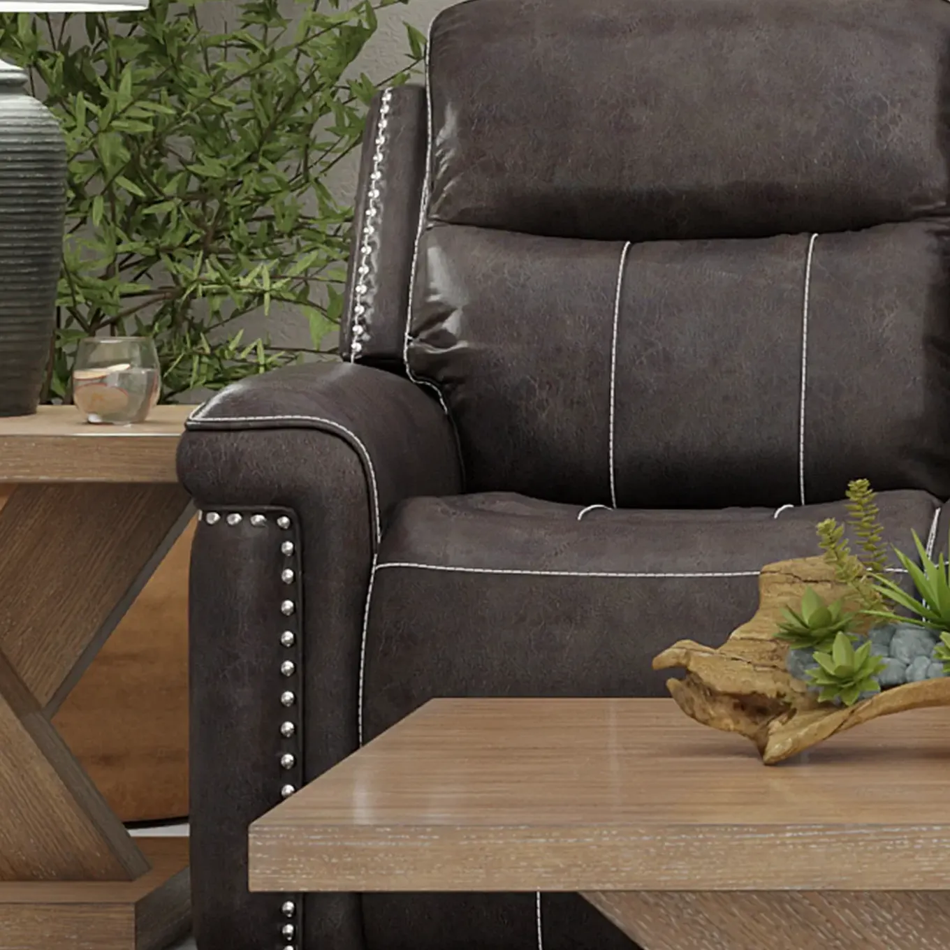Triplex Power Reclining Console Loveseat