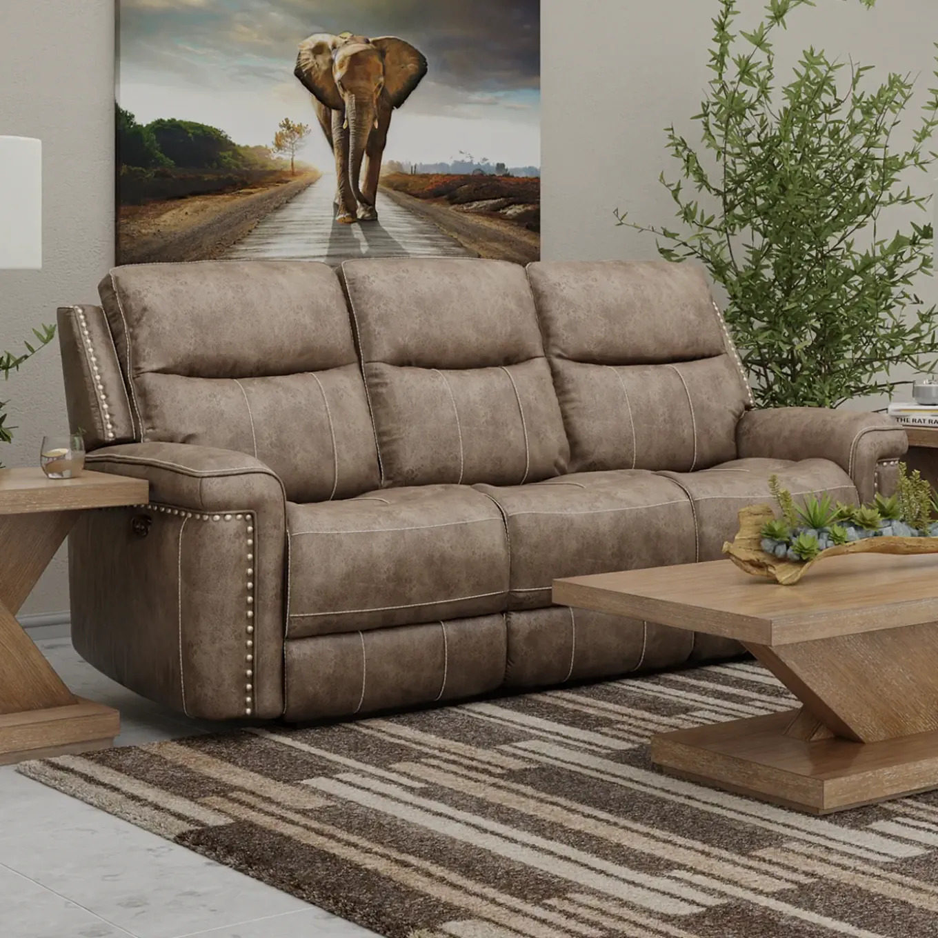 Triplex Power Reclining Living Room Set-Brown