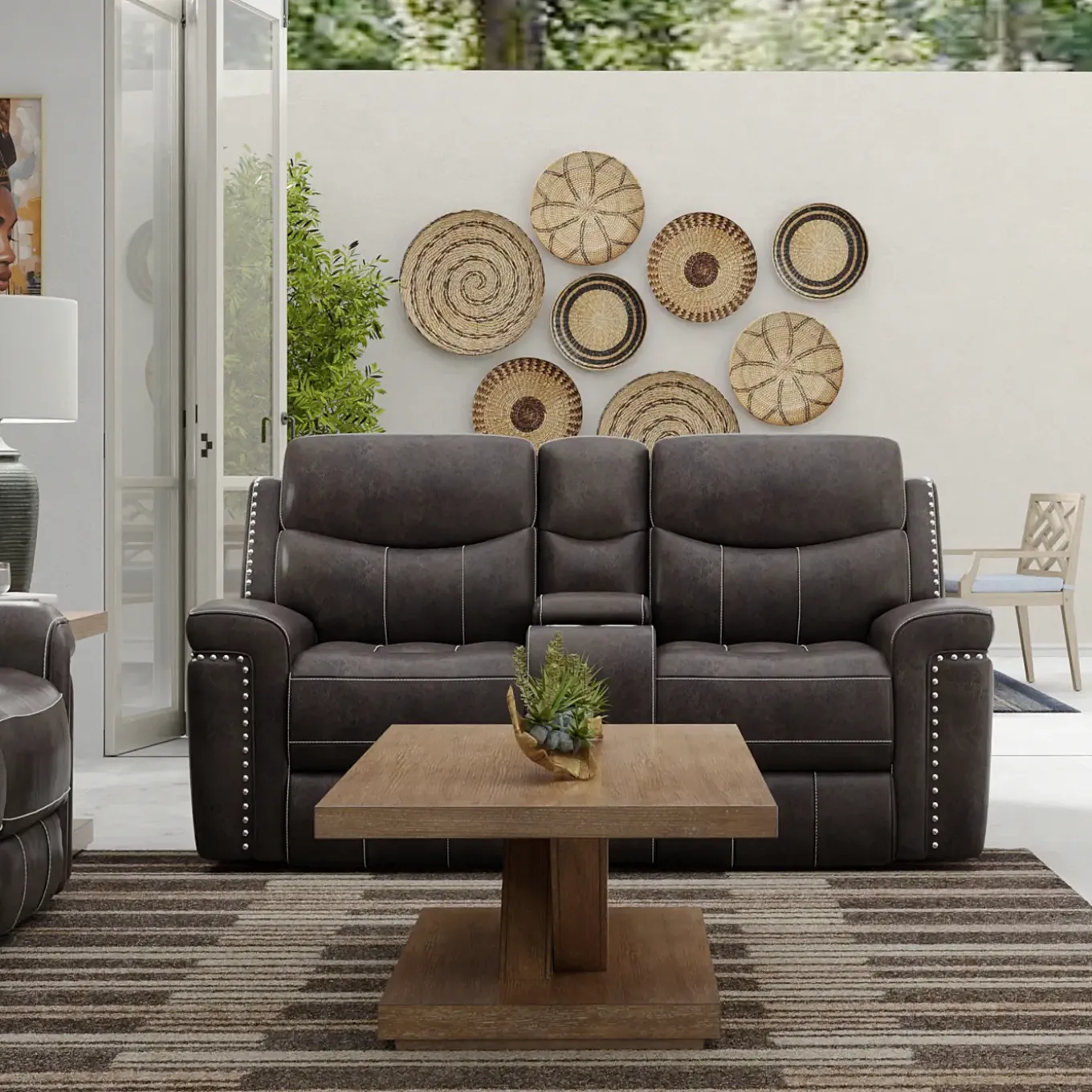 Triplex Reclining Console Loveseat