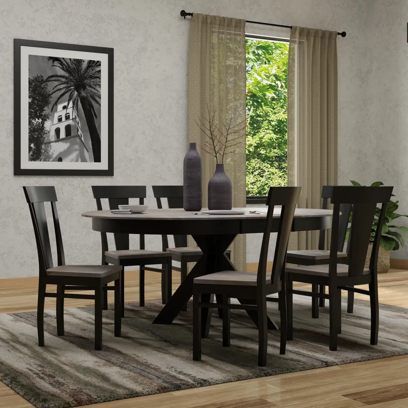 Vibrance Extendable Round Dining Table& 6 Chairs With Custom Finish Options