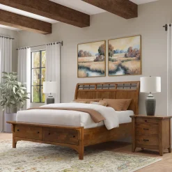 Wisteria Eastern King Storage Sleigh Bed, Dresser, Mirror & Nightstand