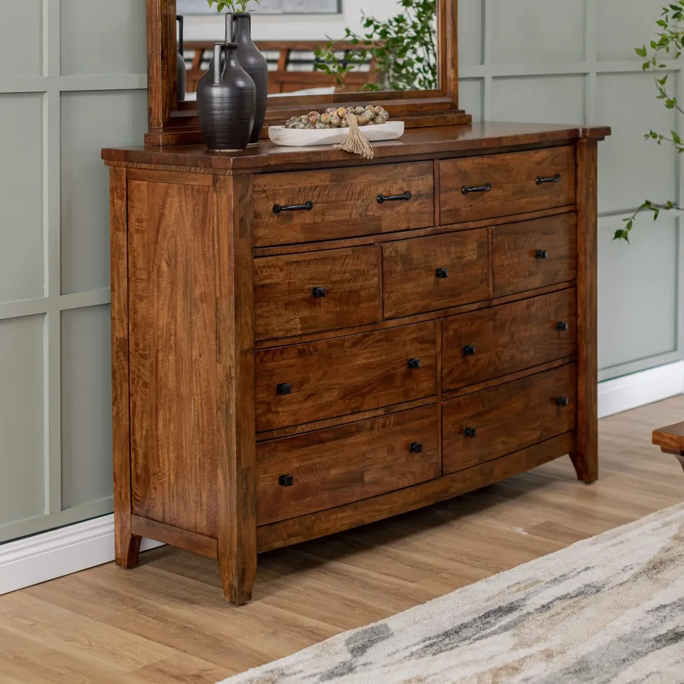 Wisteria Eastern King Storage Sleigh Bed, Dresser, Mirror & Nightstand