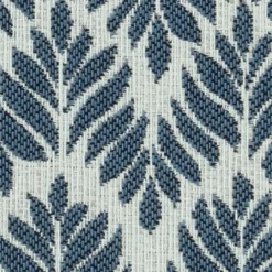 Woodblock Leaf Blue Outdoor Pillow