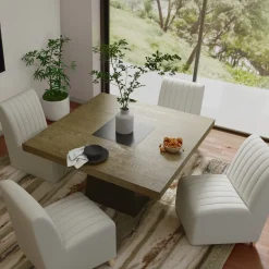 Zander 5pc Dining Set: Table & 4 Upholstered Side Chairs