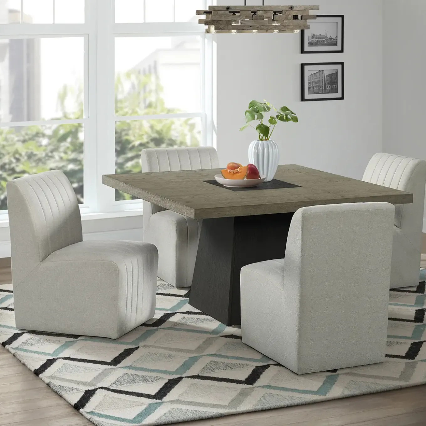 Zander 5pc Dining Set: Table & 4 Upholstered Side Chairs